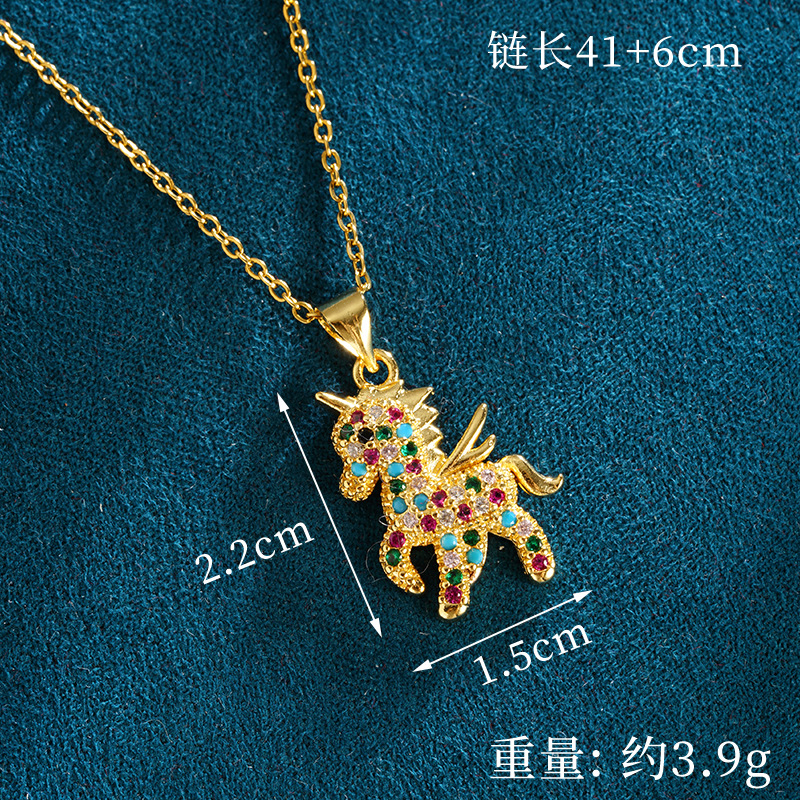 Collar de oro de arena vietnamita Pendientes de unicornio de diamantes con incrustaciones de lujo ligero de nicho