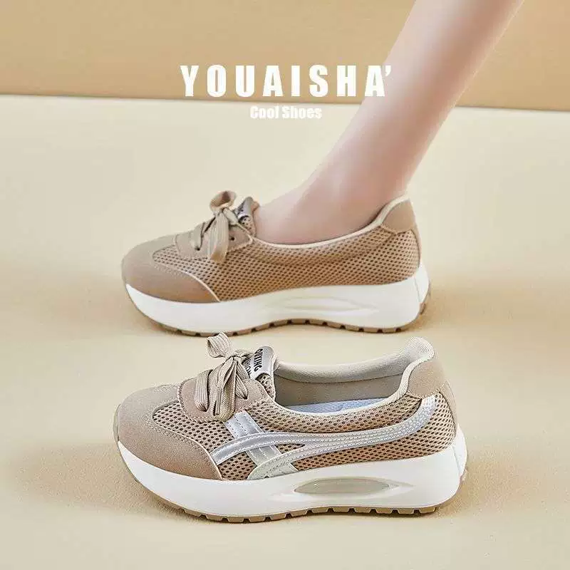 Корейская версия кроссовок Forrest Gump для женщин, модные весенние новинки 2025 года, на толстой подошве, для студентов, сетчатые, спортивные, повседневные.