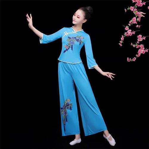 New square dance costumes for women, spring and summer new ethnic dance costumes, middle-aged and elderly yangko costumes, dance suits