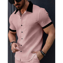 M 94878 Jacquard color block men's shirt �Ứƴɫ��ʿ����
