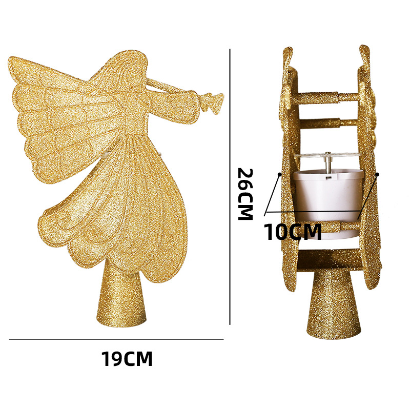新款跨境天使造型雪花树顶灯树顶星 圣诞树动态雪花图案LED投影灯
