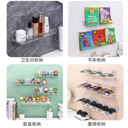 Transparent Acrylic Medicine Box Display Stand Bathroom Shower Room Living Room Wall Mount Door Behind Hole-Free Wall Shelf