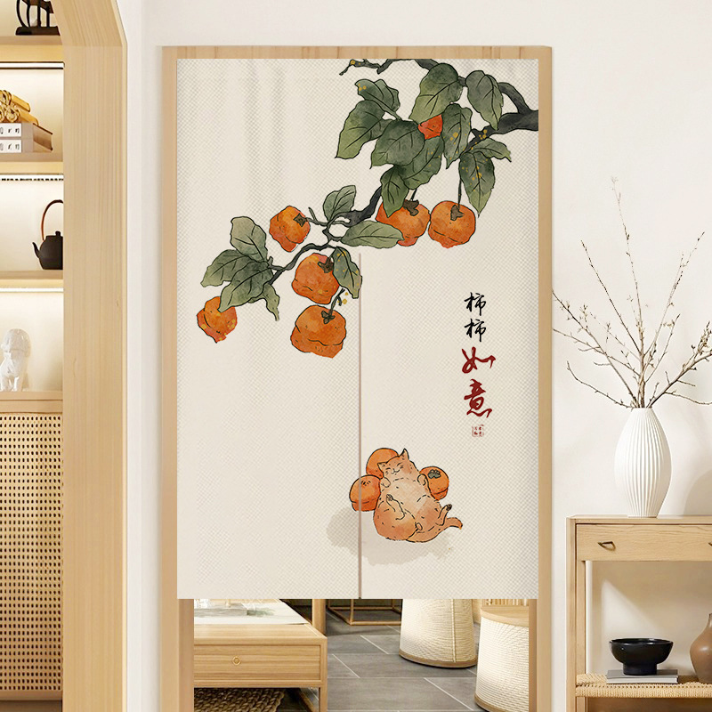 New Chinese-style Ruyi Waterproof Anti-fouling Door Curtain Bedroom Entrance Aisle Half-block Cloth Curtain Living Room Partition Curtain Fu Character