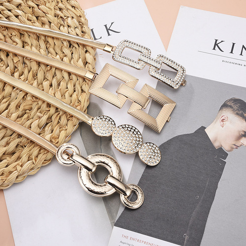 European and American metal spring belt women's fashion matching dress shirt sweater elastic elastic waist chain girdle