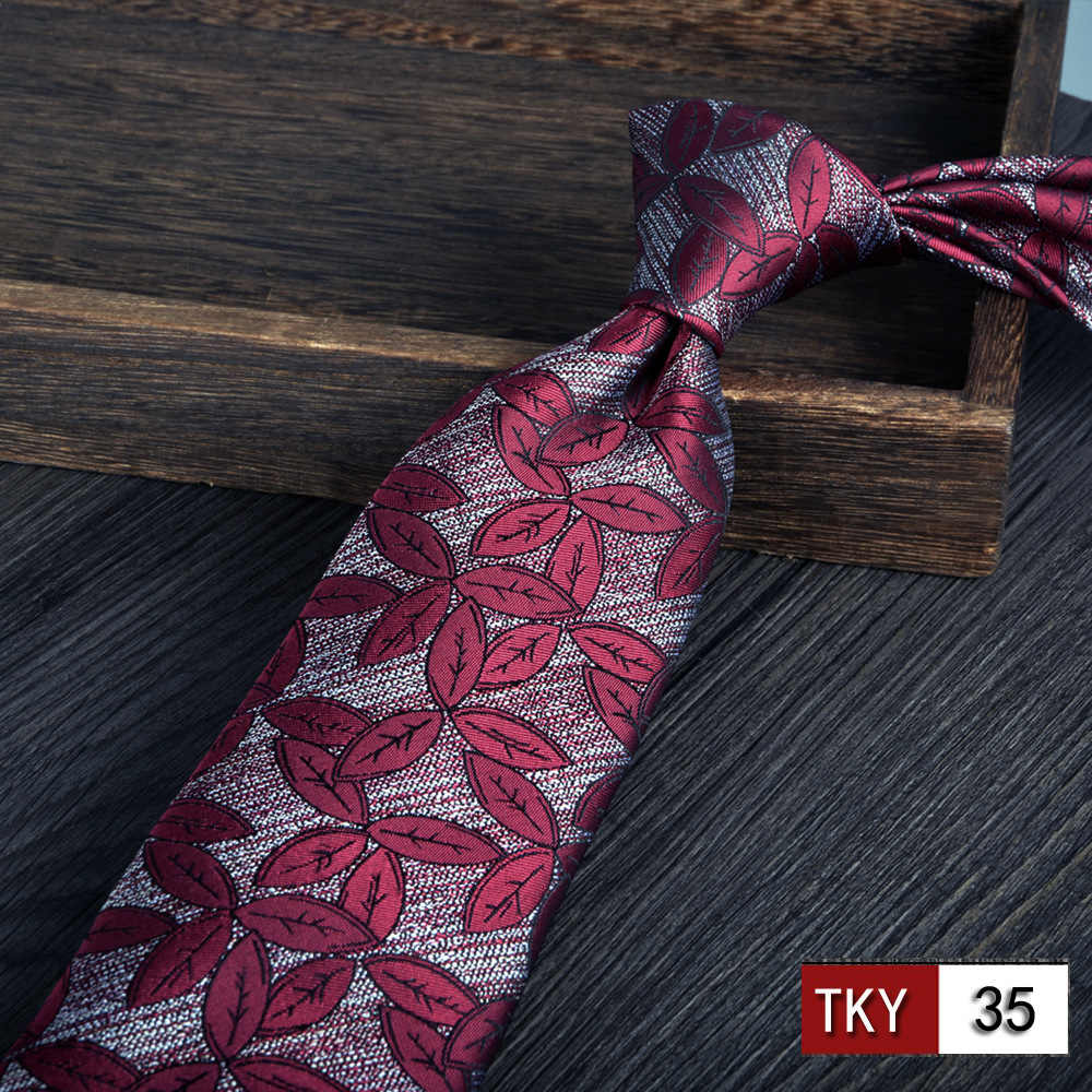 Corbata hombre vestido de negocios profesionales vino rojo novio casamiento Jacquard 8cm mano nueva tendencia spot