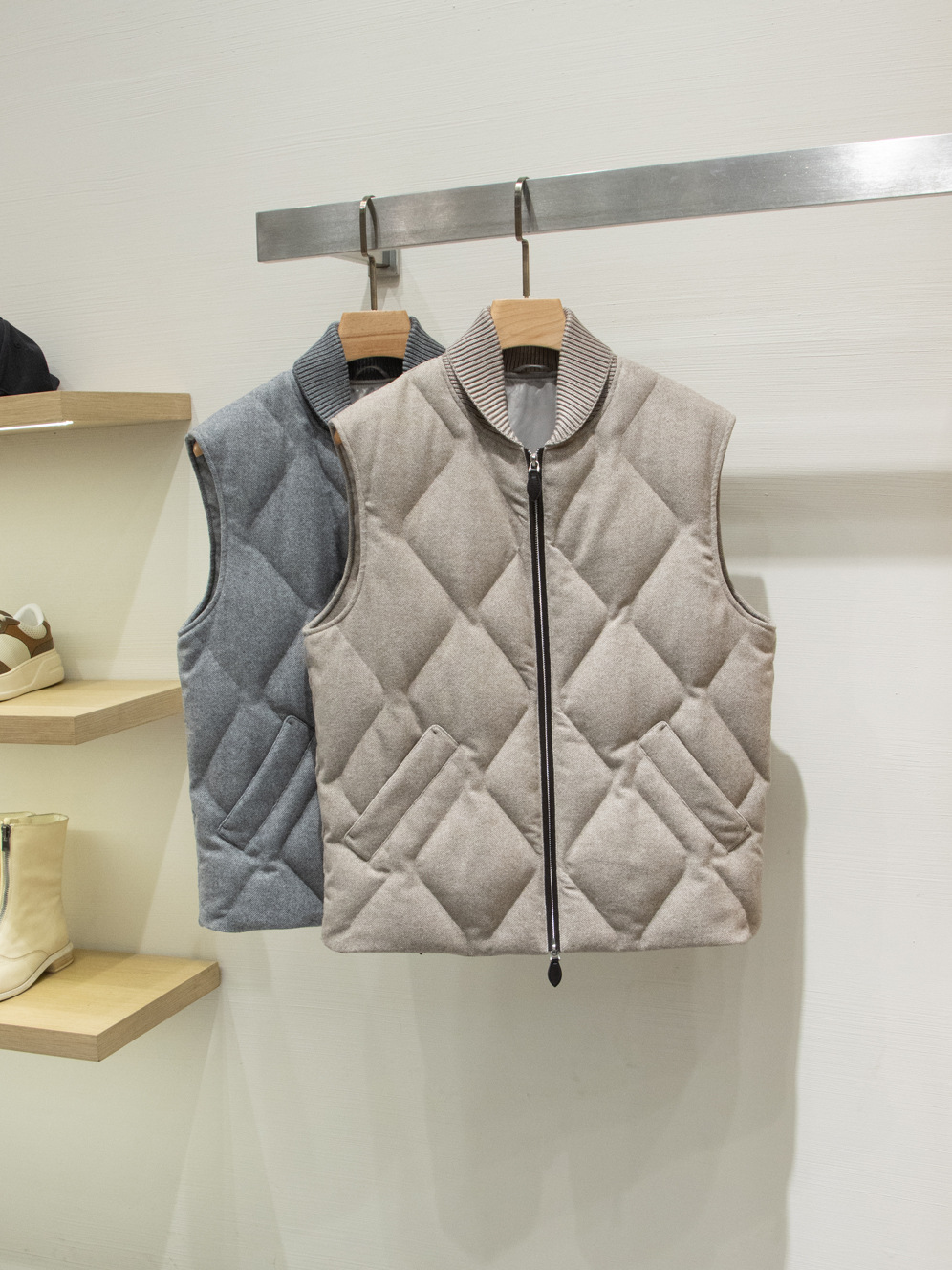 [Blt Version] Light Luxury Old Money! Winter White Goose down Wool Blend Classy Men's down Jacket Vest Jacket