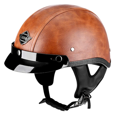 Motosiklet kaskı (dəbilqə) – helmet - dark-brown-leather-brim-m56-57cm