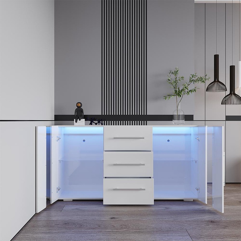 Aparador para el hogar moderno minimalista sala de estar comedor armario multifuncional Luz de lujo con luz gabinete de té gabinete alto