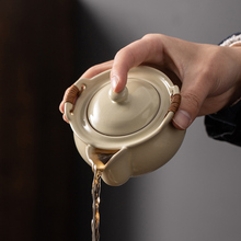 米黄汝窑家用盖碗茶杯防烫单个泡茶不烫手手抓壶茶碗茶具套装