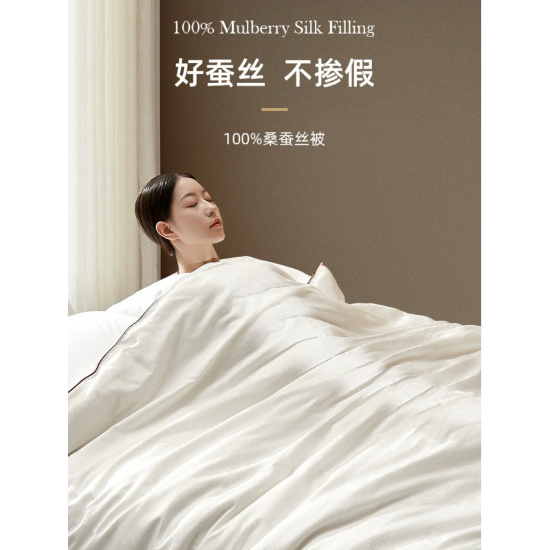 Bed linen set 100% mulberry silk quilt summer cool air conditioning spring and autumn thick quilt two-in-one for double/queen size