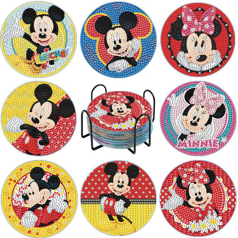 Aliexpress Cartoondiy Diamante Pinting Punts Perforador de tazas acrílicas caseras con portavasas Mickey Minnie Stitch