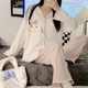 Small Lapel Pit Strip Summer Day Pajamas Women's Thin Long Sleeve Trousers Cardigan Sweet Cute Cartoon Home Clothes suit