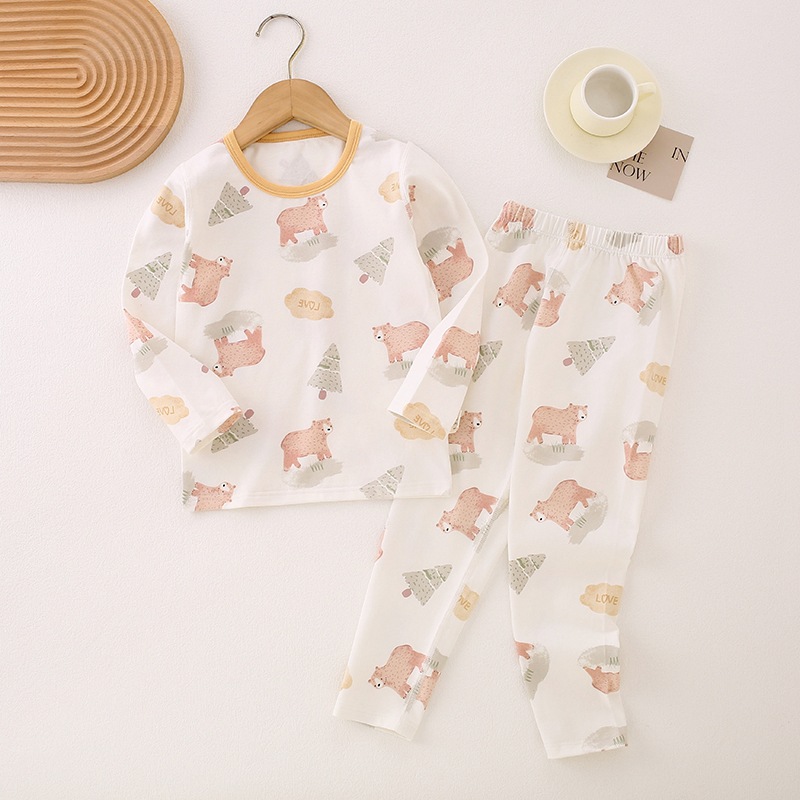 Ropa interior de lycra primavera y otoño nuevo 95 Algodón puro sin hueso Ropa de otoño para niños pantalones largos tocando fondo pijamas para niños traje de desgaste para el hogar
