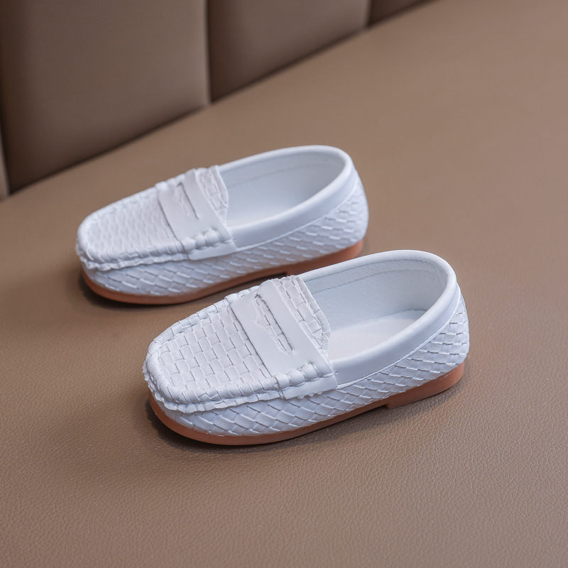 Zapatos de bebé, zapatos de cuero, modelos de primavera y otoño, zapatos para niños, zapatos de guisantes tejidos, niñas de 1-3 años, zapatos para niños coreanos, suela suave y cómoda