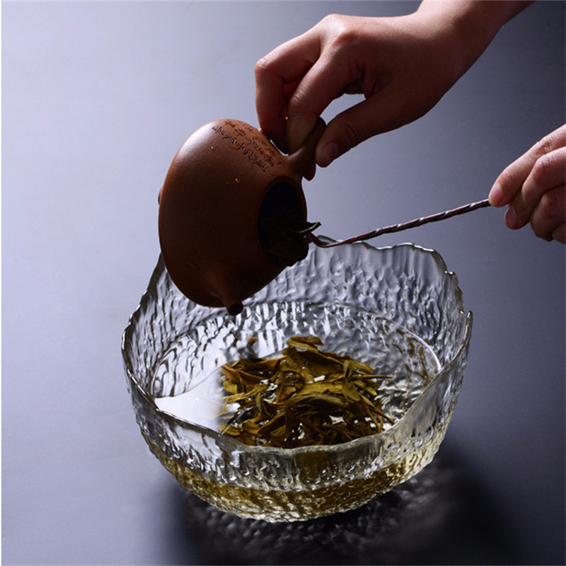 Martillo patrón vidrio hielo derretimiento té lavado grandes accesorios de ceremonia del té lavado taza de té residuo de té olla residuo de té fabricante de lavado de té en stock
