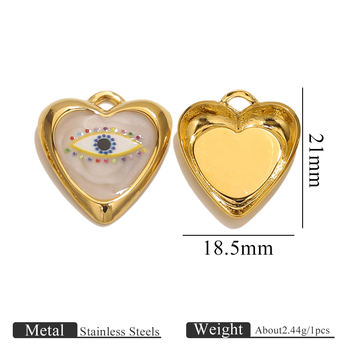 Acero inoxidable retro redondo colgante de ojos azules DIY goteo de aceite ojo del demonio pulsera collar llavero accesorios joyas