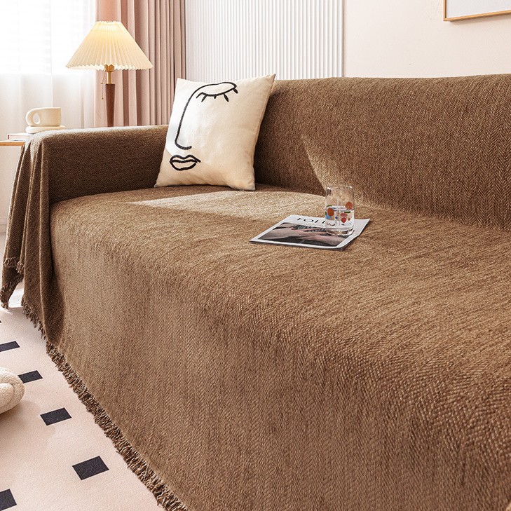 Toalla de sofá impermeable, cubierta de sofá antideslizante universal de cuatro estaciones, simple y alta sensación de cojín de sofá en línea recta