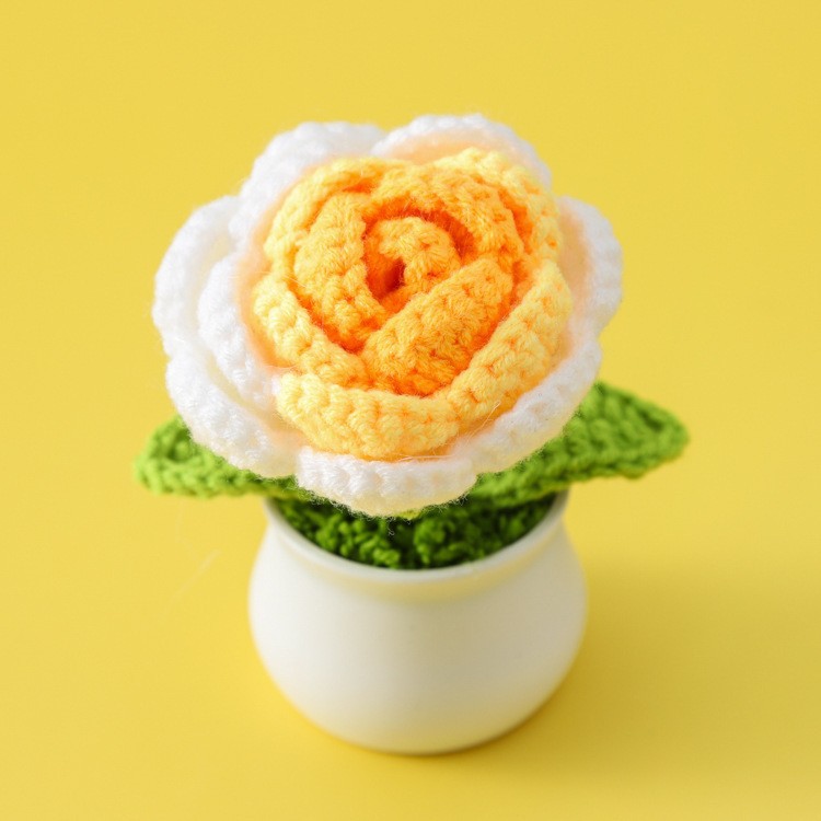 [완성된 작은 흰색 세면대] 그라데이션 노란색 장미