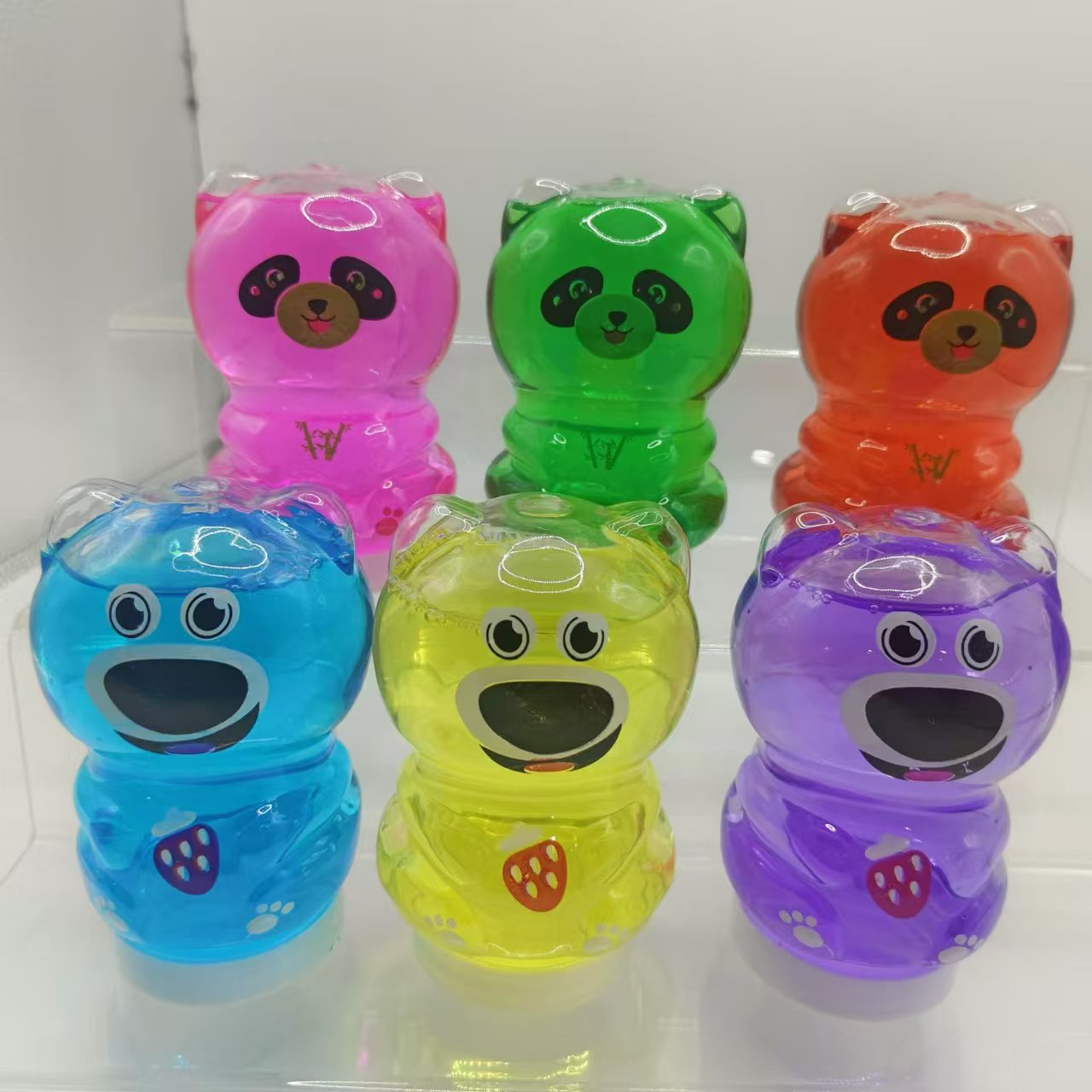 Explora el maravilloso mundo de los osos de barro de cristal. Transparente, suave, no tóxico, colorido y creativo para niños. Mud de color slime.