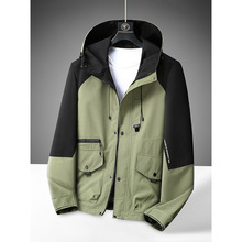 设计师原创肥佬春秋季新款加肥加大码连帽男式茄克休闲工装风胖子