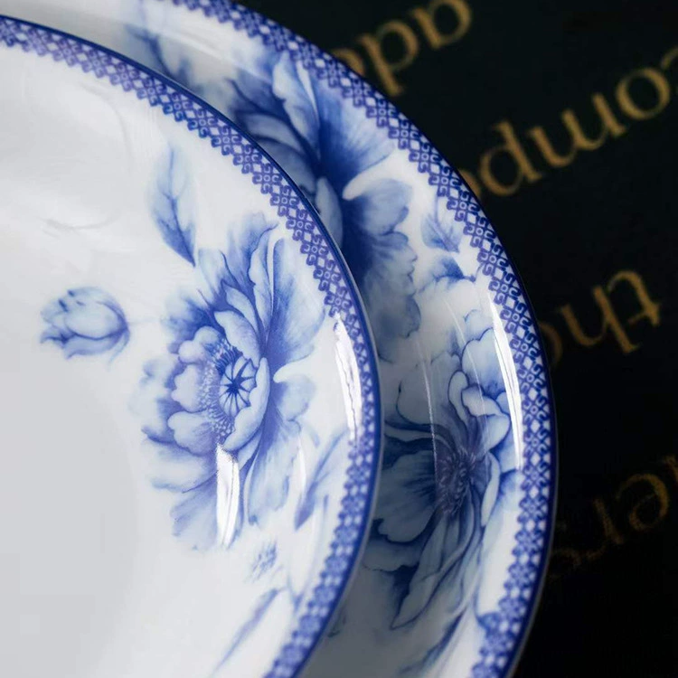 Набор столовых приборов в подарок, китайские блюда, посуда Jingdezhen Gaobai porcelain 56 голов Fanghua