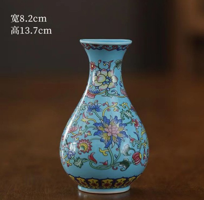 Botella de flores de pared china de estilo zen flor de porcelana azul flor de cerámica decoración de oficina decoración artesanal