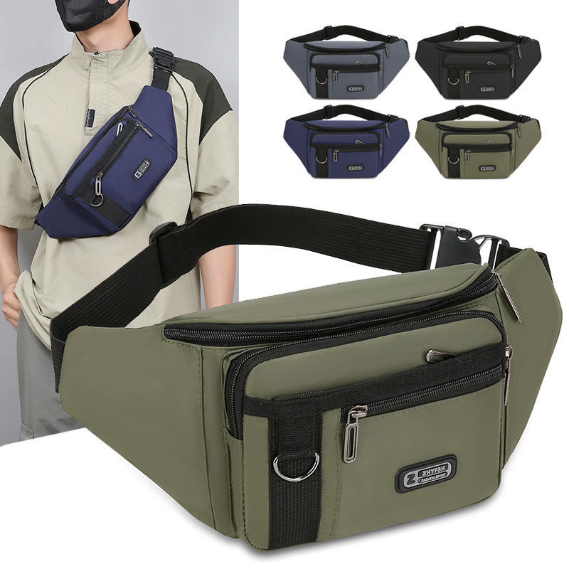 Nylon Running Sports Waist Bag, Unisex, Simple, Multi-Functional, Single-Shoulder Waist Bag, Large Capacity, Adjustable Mobile Phone Bag