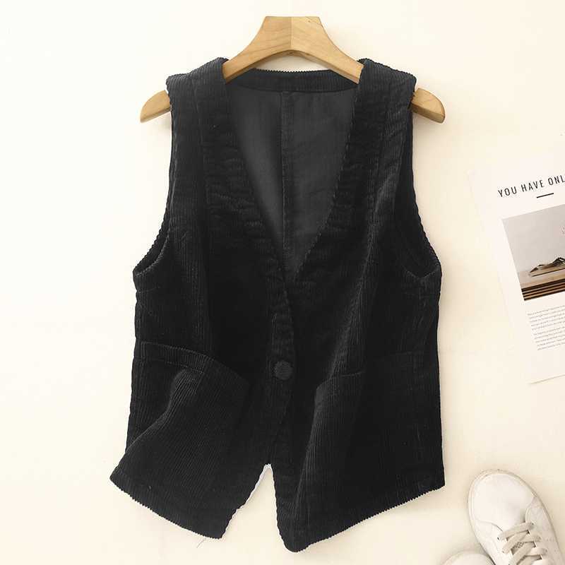 Solid Color V-neck Corduroy Small Vest Women's New 2024 Autumn New Suit Vest Jacket