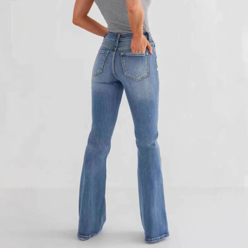 Amazon独立系ヨーロッパとアメリカの新しいファッションスリムフィットストレッチハイウエストブーツカットジーンズ女性用の国境を越えた特別供給|undefined