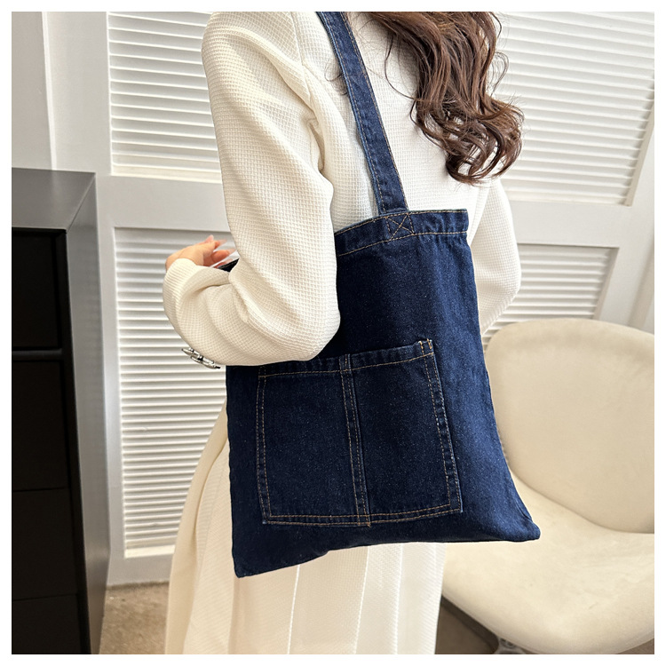 Simple moda Denim alta textura bolso de las mujeres 2023 Invierno nuevo estilo occidental color sólido de gran capacidad hombro bolsa de las axilas