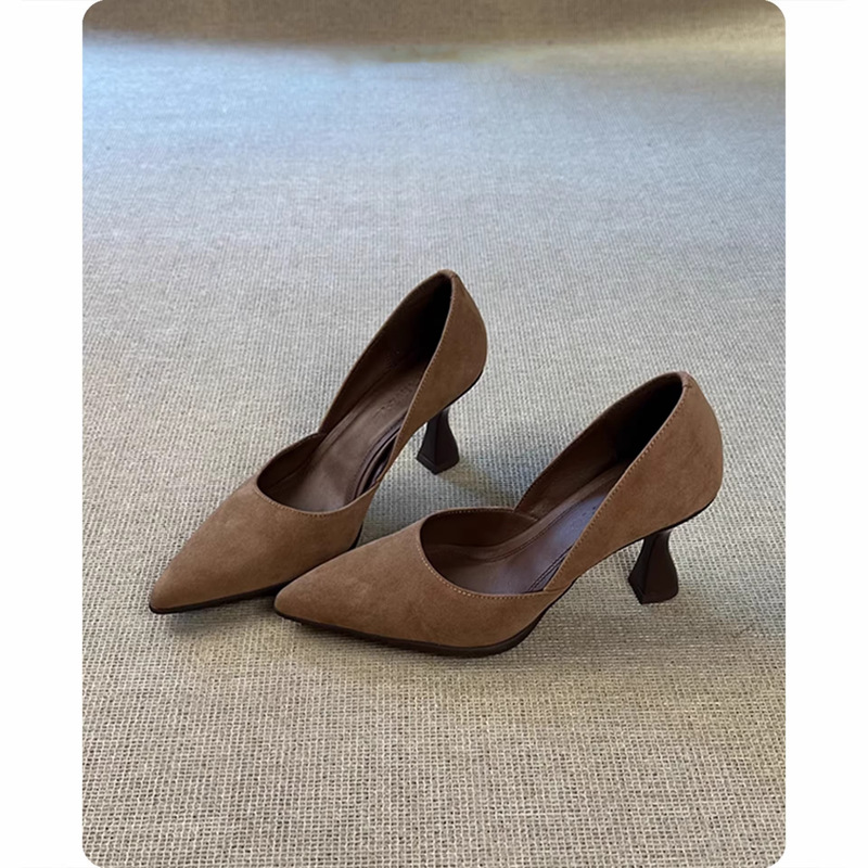 Sheepskin Version~Elegant High-Heeled Shoes with Thin Heels, French-Style Elegance, Pointed-Toe Single Shoes, Summer Pairing with Dresses, Hollow-Out Closed-Toe Sandals Sheepskin Version~Elegant High-Heeled Shoes with Thin Heels, French-Style Elegance, Pointed-Toe Single Shoes, Summer Pairing with Dresses, Hollow-Out Closed-Toe Sandals