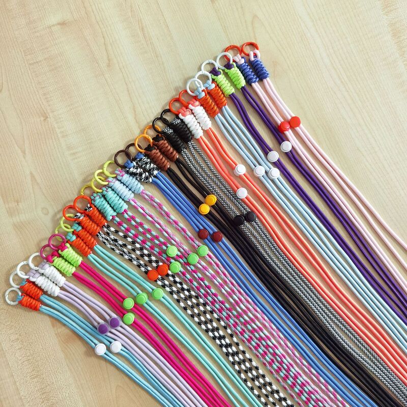 Explosive Double-headed Crossbody Lanyard Color Hand-woven Knot Mobile Phone Back Clip Metal Buckle Drop-resistant Sling Mobile Phone Chain