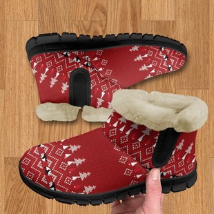 Foreign trade factory direct short boots winter fashion factory printed boots Christmas snow cotton snowman Christmas
