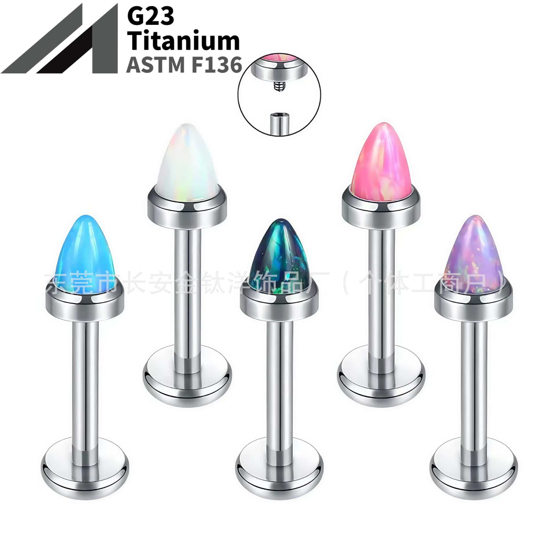 16G labret stud size and finish detail