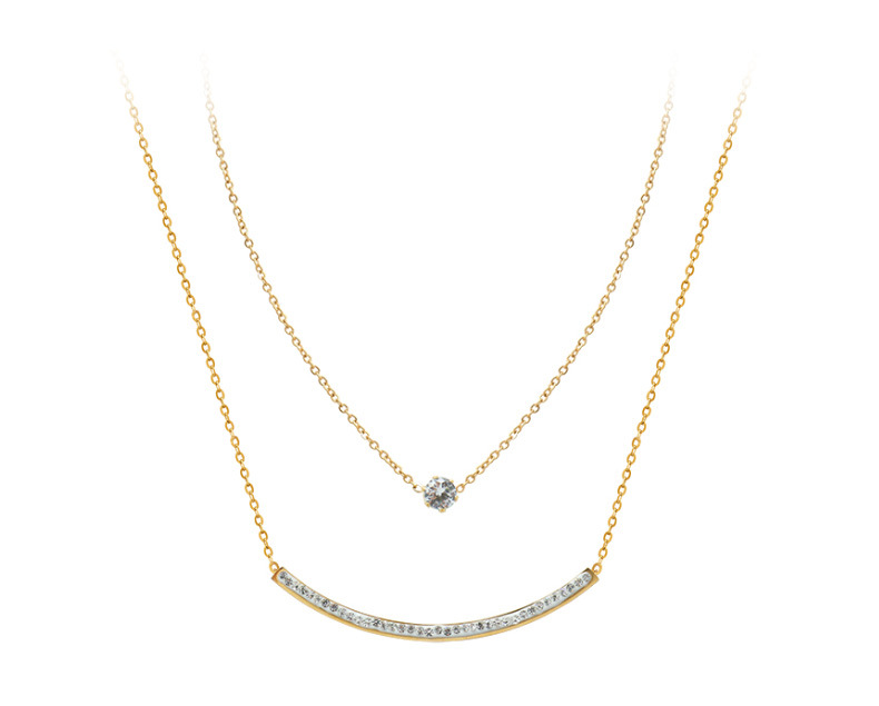 Simple Zircon Double Layered Necklace display picture 12