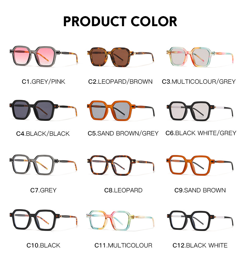 Fashion Color Block Ac Square Patchwork Full Frame Optical Glasses display picture 5