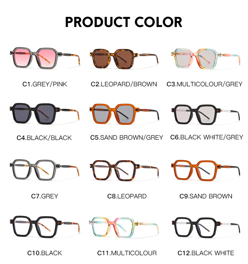 80g Weight Full Frame Glasses Structure Sunglasses Classification Ac Lens Material Square Glasses Style Daily Occasion Color Block Pattern Women'S Gender Patchwork Design Fashion Style Black Color Fashion Color Block Ac Square Patchwork Full Frame Optical Glasses 4
