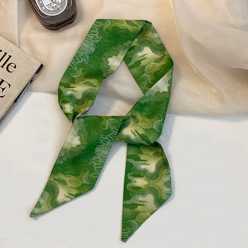 Pañuelo de seda, banda larga, sensación de alta calidad, nuevo bolso atado, decoración de cinta, bufanda, estilo antiguo, tinta, turbante, cinta para el cabello, accesorios para el cabello