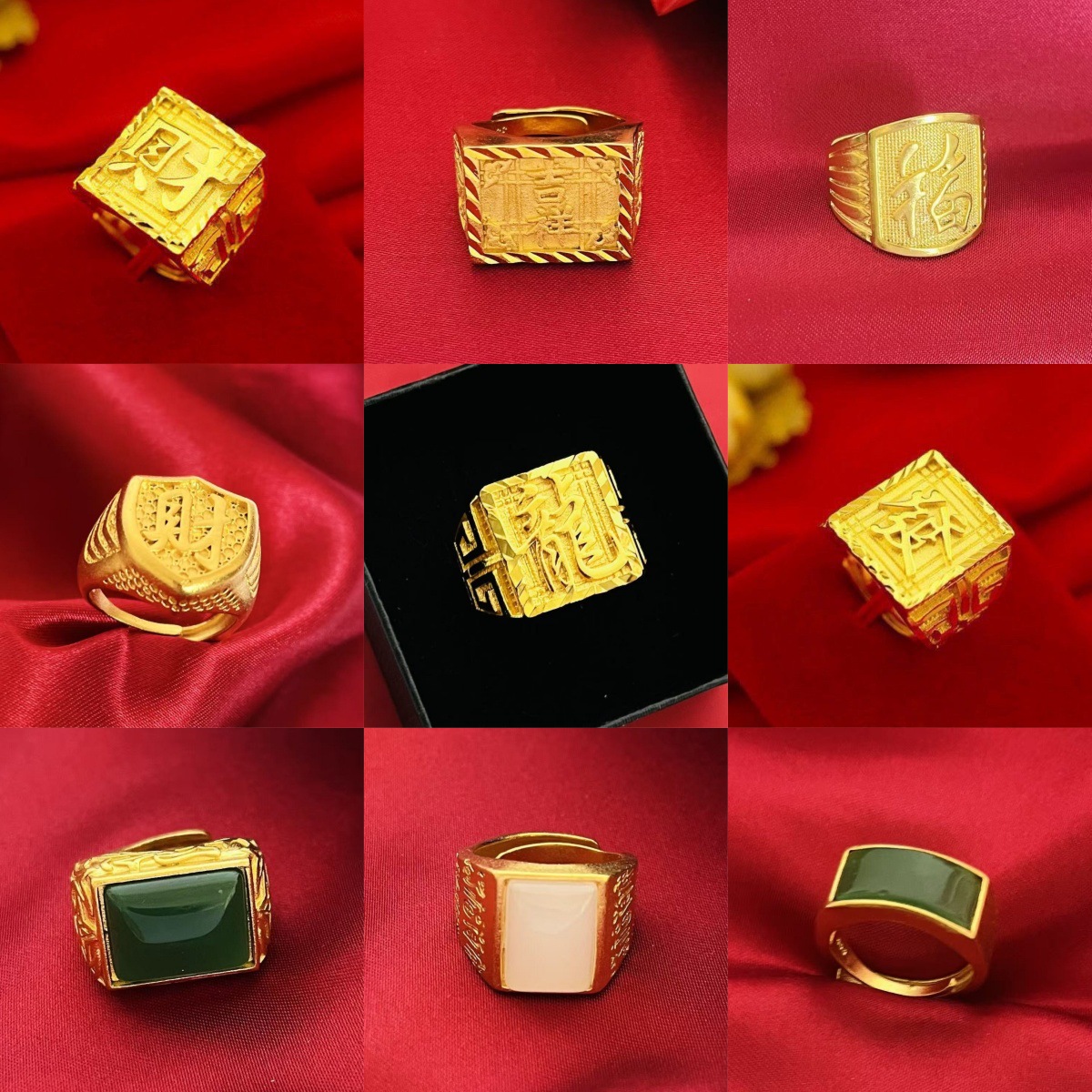 Brass Gold-Plated Fortune Ring for Men, Live Mouth Adjustable Ring, Boss Ring, Popular Manufacturer Wholesale