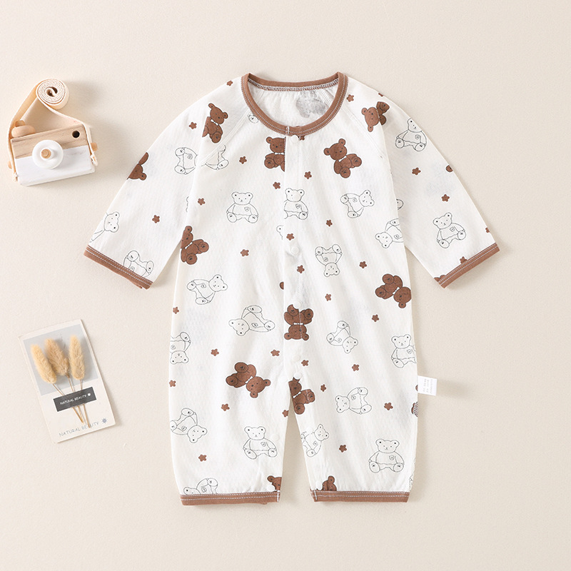 Baby Summer Long Sleeve Cotton Jayshirt Baby Summer Cotton Class A Pajamas Air-conditioning Clothes for Newborns