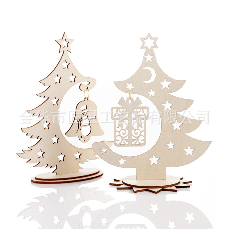 Christmas Desktop Ornaments Cut Out Christmas Tree Christmas Wooden Crafts DIY Home Party Christmas Tree Table