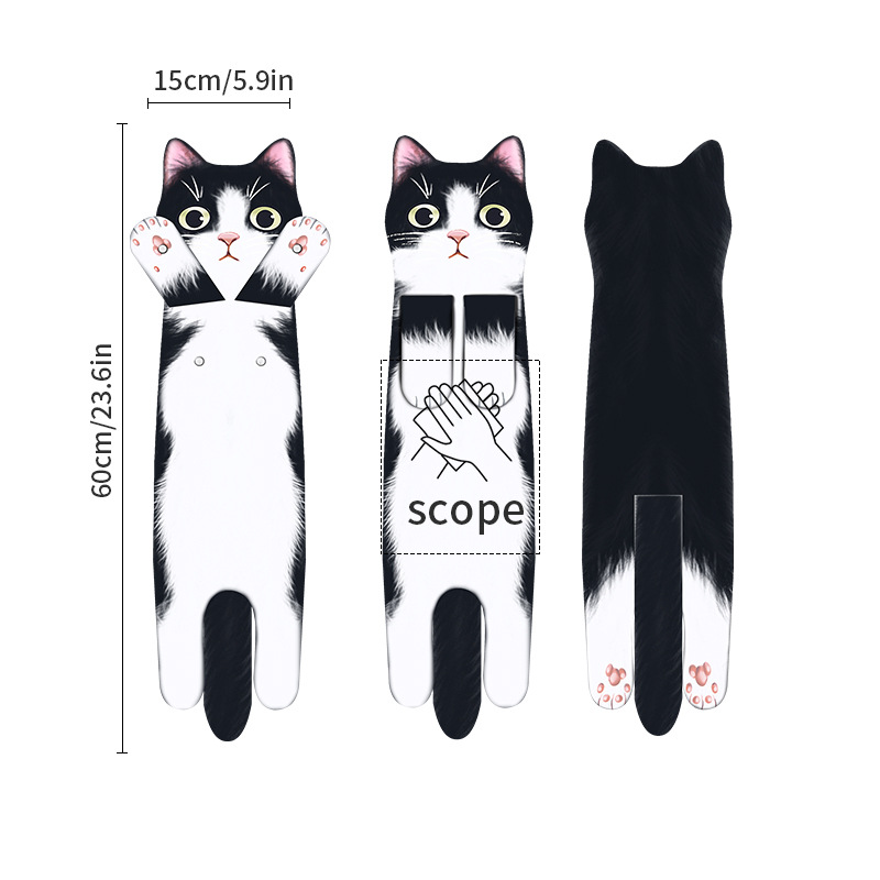 Microfiber cow cat 15×60cm hand towel black