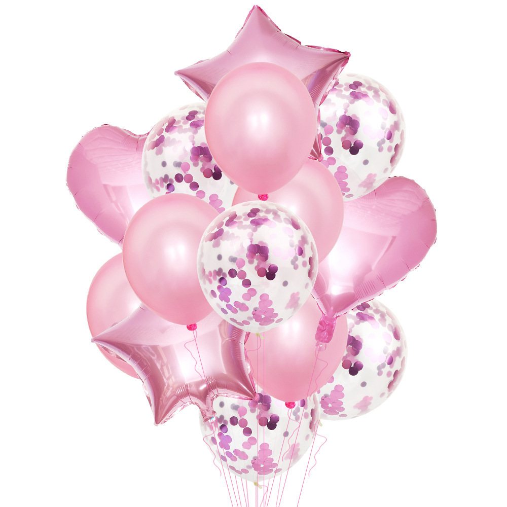 18 pulgadas 14PC película de aluminio lentejuelas Pearl Rose Gold Balloon Set Fiesta de cumpleaños de los niños Decoración ambiente arreglo globo