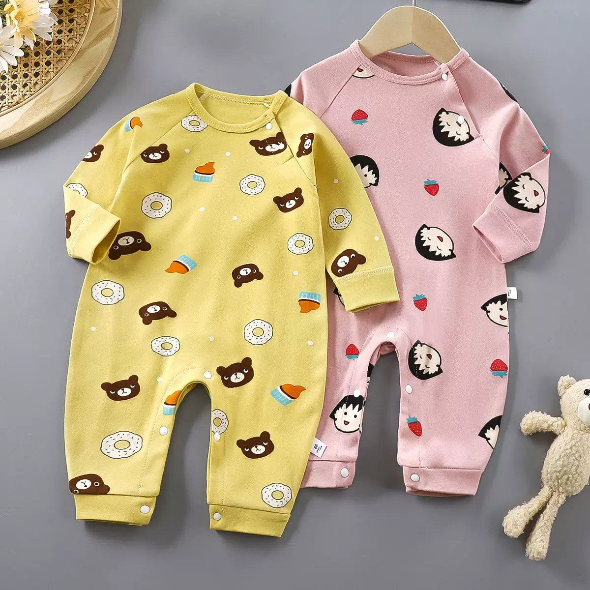 婴儿连体衣 春秋新款哈衣长袖纯棉爬服宝宝服装 婴儿衣服一件代发