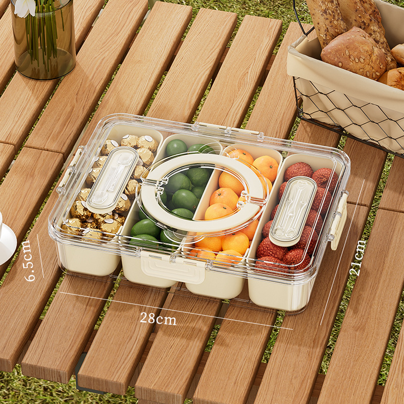 Caja de Conservación Hermética Dividida de Plástico, Portátil con Escurridor