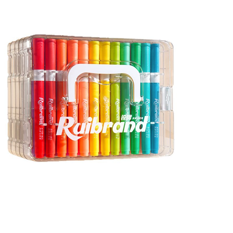 Набор акриловых маркеров (Ruibrand) — мигающие смываемые цвета, складывающаяся кисть, для детей 12–168 шт