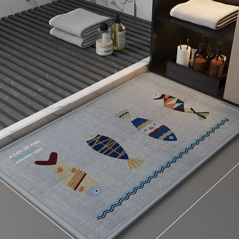 Alfombra de lino de baño alfombra de agua de absorción de agua de baño alfombra antideslizante en la puerta del baño alfombra de secado rápido