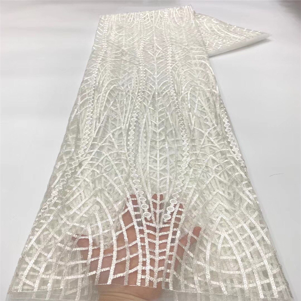 Clásico de alta gama popular de lentejuelas bordado de malla de perlas bordado exquisito vestido de flores vestido de novia de tela JX1746