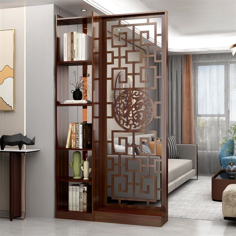 New Chinese Style Solid Wood Screen Partition Cabinet Living Room Kitchen Small Apartment Balcony Home Double-Sided Foyer Entrance Cabinet