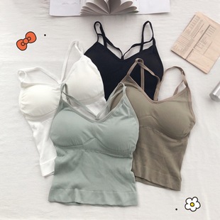 Internet Celebrity Popular American V8 Beautiful Back Intimates Camisole with Wrapped Chest Tube Top with Breast Pads Sexy Bottoming Top